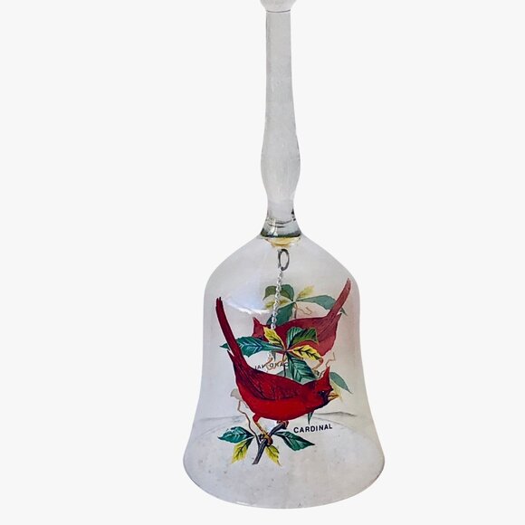 West Virginia Glass Vintage Bell with Ringer Cardinal Birds Sticker - Picture 4 of 15